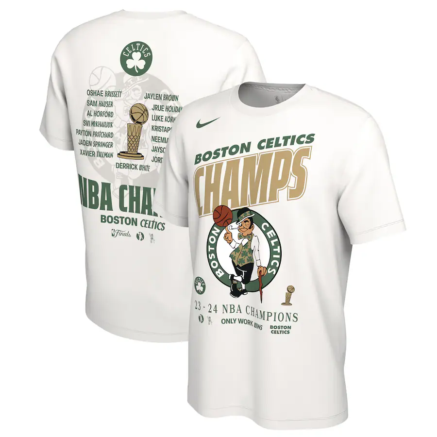 Men NBA Boston Celtics  2024 Champions T shirts white style 12